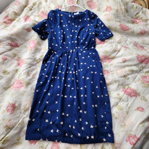 People Tree Blue Dove Dress size M - Picture 2 of 7